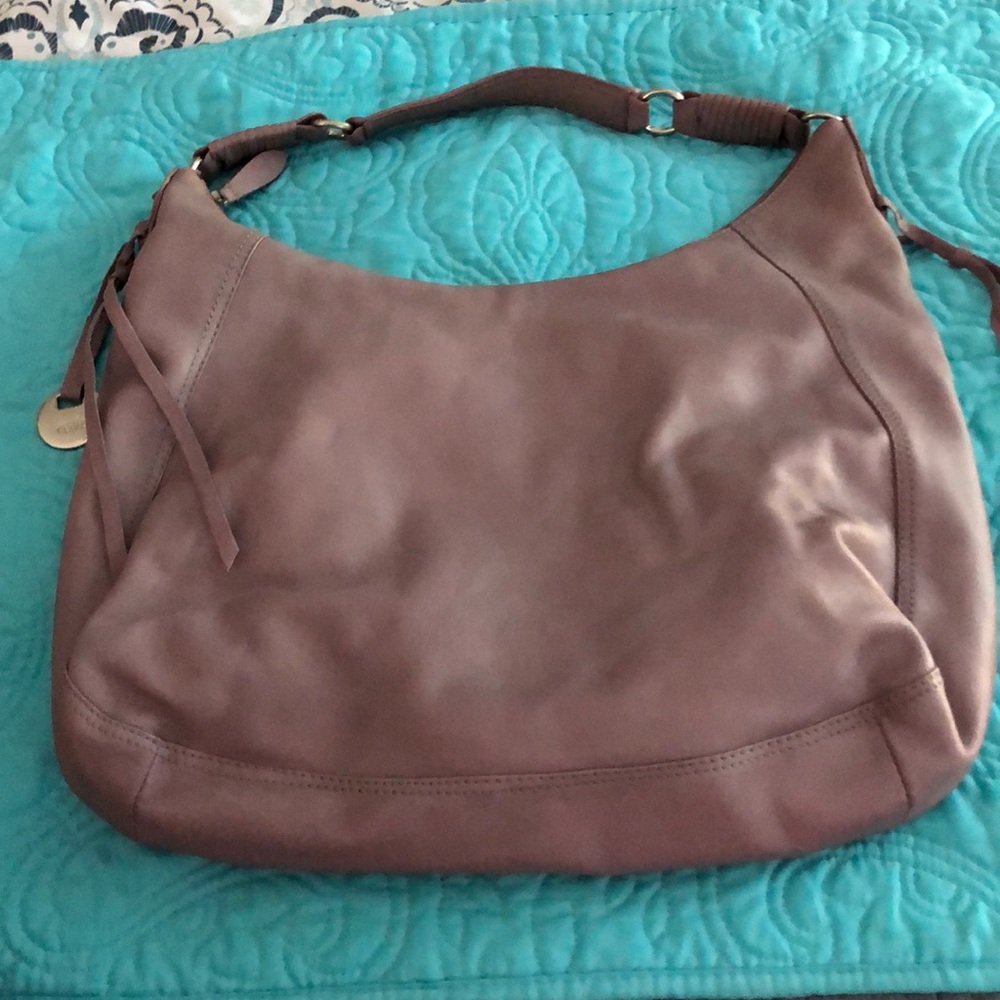 EUC Tula muted lilac purple leather hobo